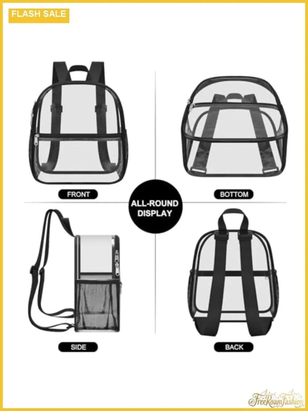 Clear Backpack Stadium Approved 12x11x6 Waterproof PVC